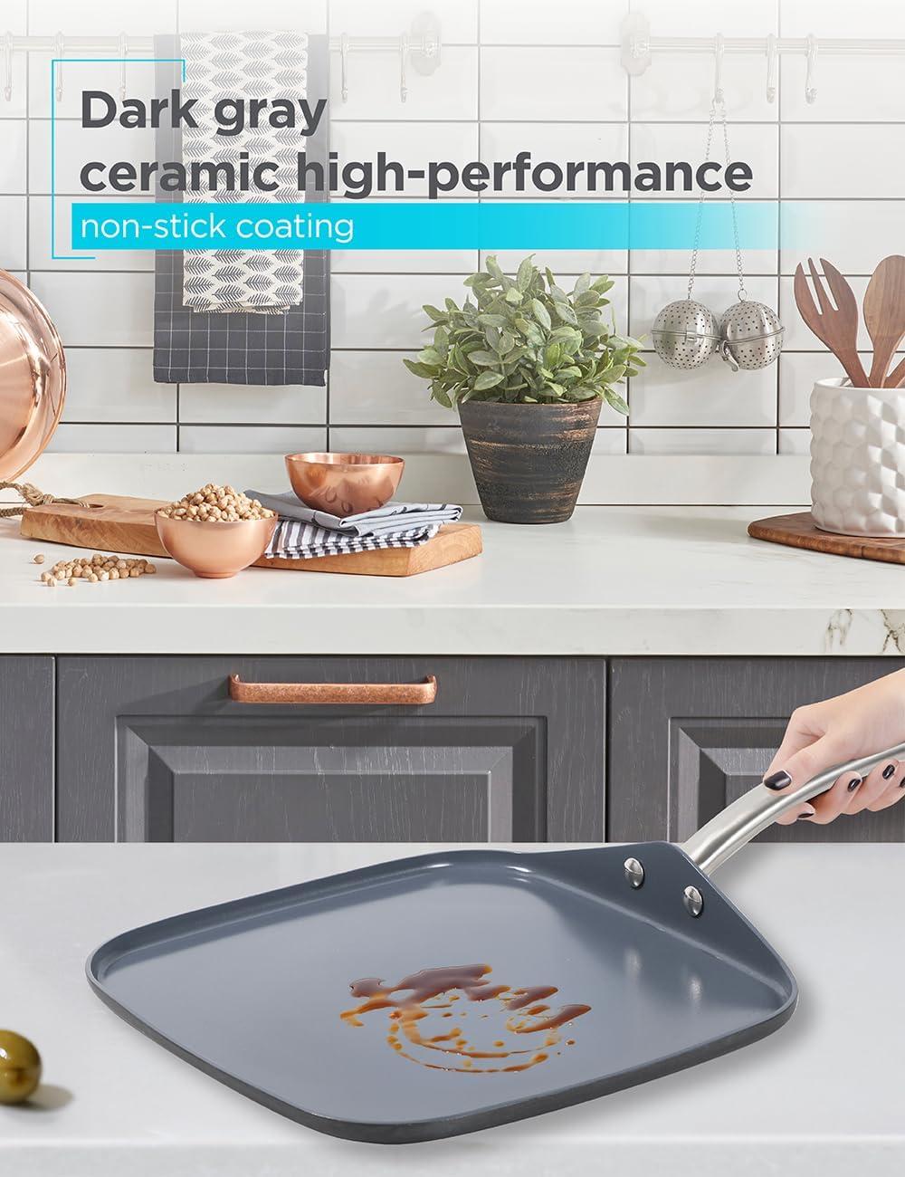 imageBLACKDECKER 12Piece Ceramic Hard Anodized Aluminum Cookware Set Pots and Pans Set with Ceramic NonStick Coating12piece