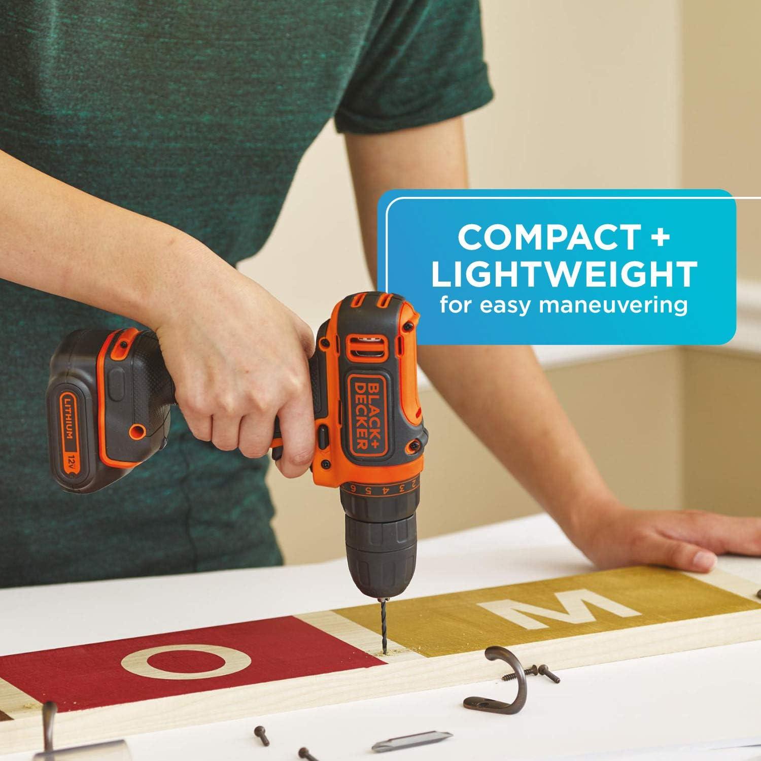 imageBLACKDECKER 12V MAX Cordless DrillDriver Battery and Charger Included BDCDD12CCordless Drill Kit Only