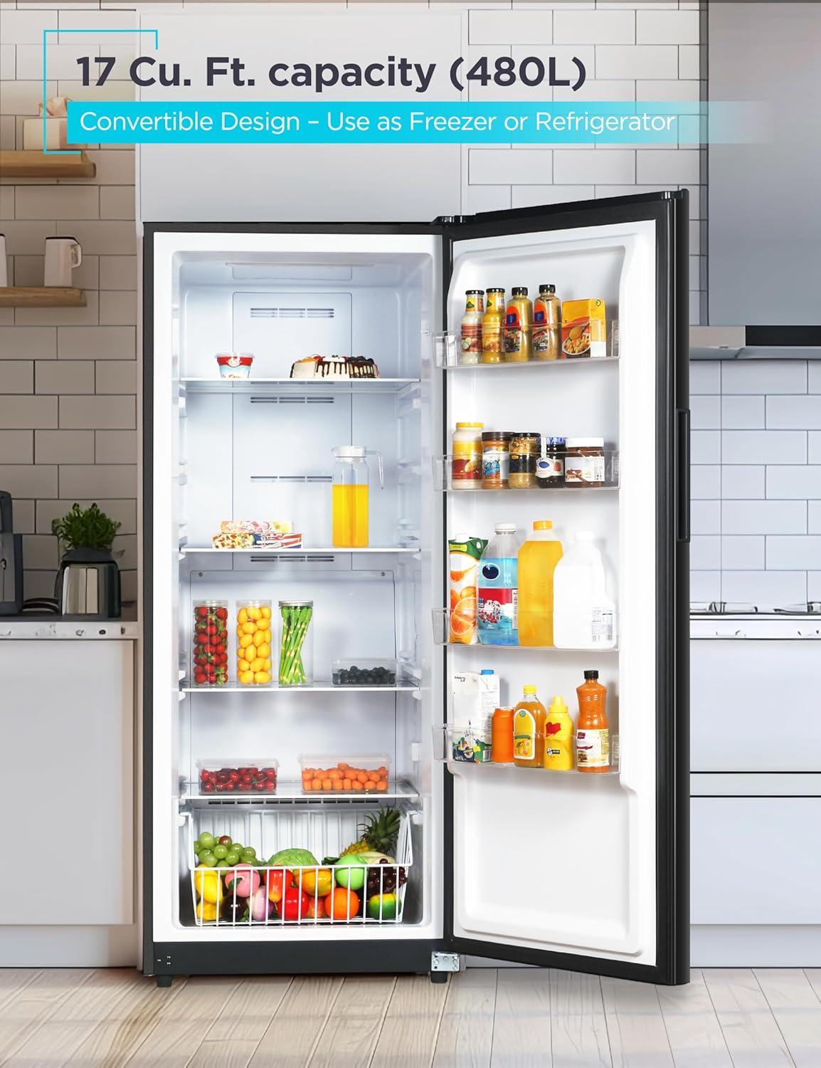 imageBLACKDECKER 14 Cu Ft Convertible Freezer Refrigerator Upright Freezer with Glass Shelves ENERGY STAR rated Frost Free BUC1400XB BlackBlack