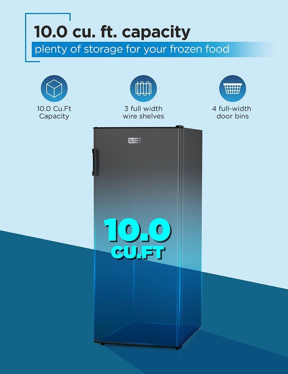 imageBLACKDECKER 14 Cu Ft Convertible Freezer Refrigerator Upright Freezer with Glass Shelves ENERGY STAR rated Frost Free BUC1400XB BlackBlack