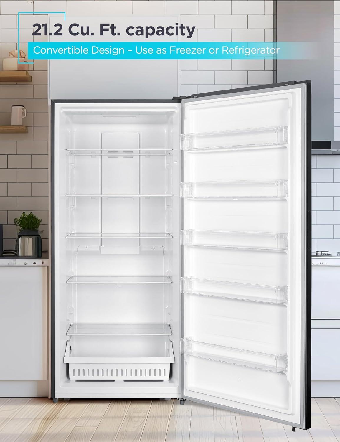 imageBLACKDECKER 14 Cu Ft Convertible Freezer Refrigerator Upright Freezer with Glass Shelves ENERGY STAR rated Frost Free BUC1400XB BlackBlack