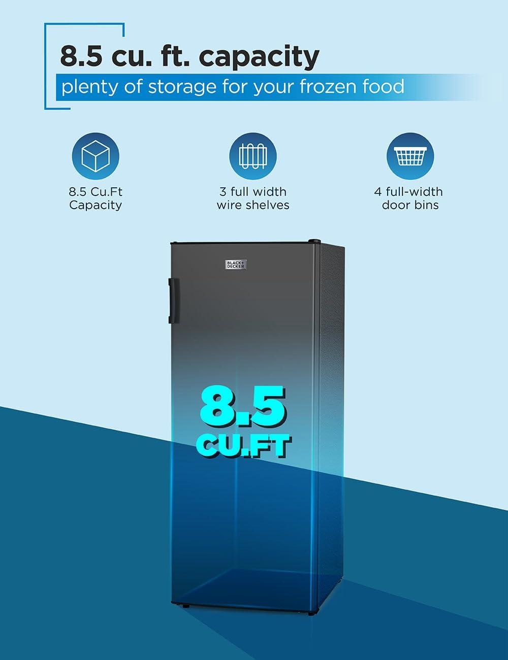 imageBLACKDECKER 14 Cu Ft Convertible Freezer Refrigerator Upright Freezer with Glass Shelves ENERGY STAR rated Frost Free BUC1400XB BlackBlack