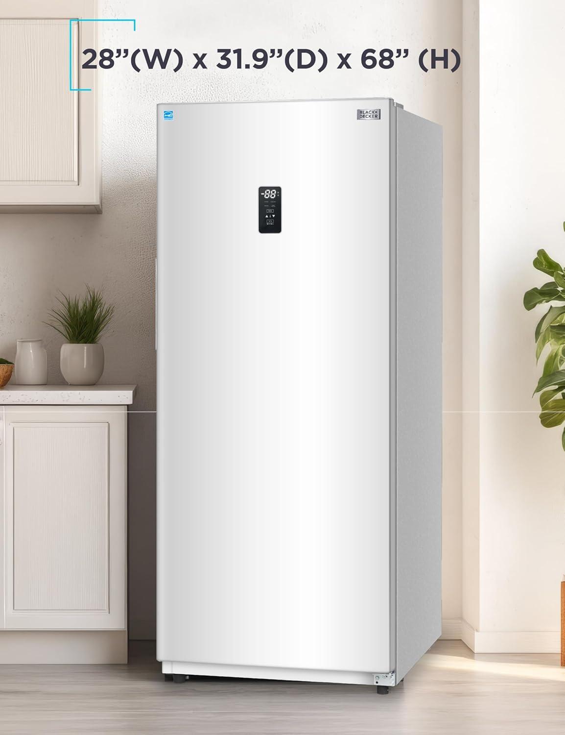 imageBLACKDECKER 14 Cu Ft Convertible Freezer Refrigerator Upright Freezer with Glass Shelves ENERGY STAR rated Frost Free BUC1400XB BlackWhite