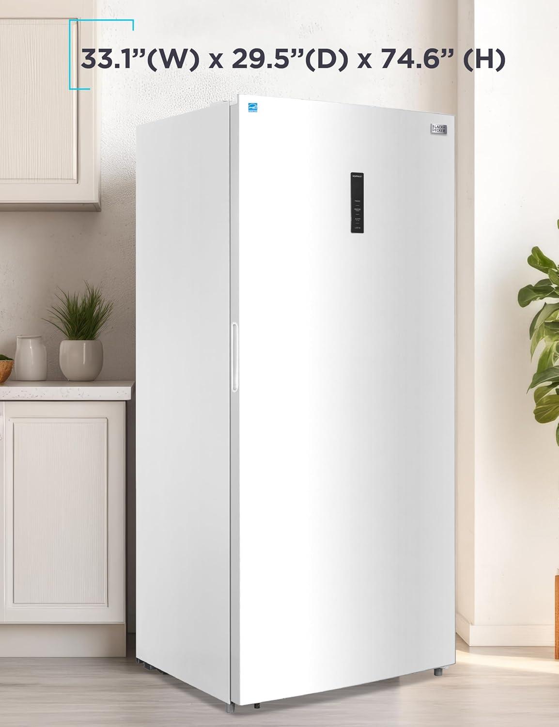 imageBLACKDECKER 14 Cu Ft Convertible Freezer Refrigerator Upright Freezer with Glass Shelves ENERGY STAR rated Frost Free BUC1400XB BlackWhite