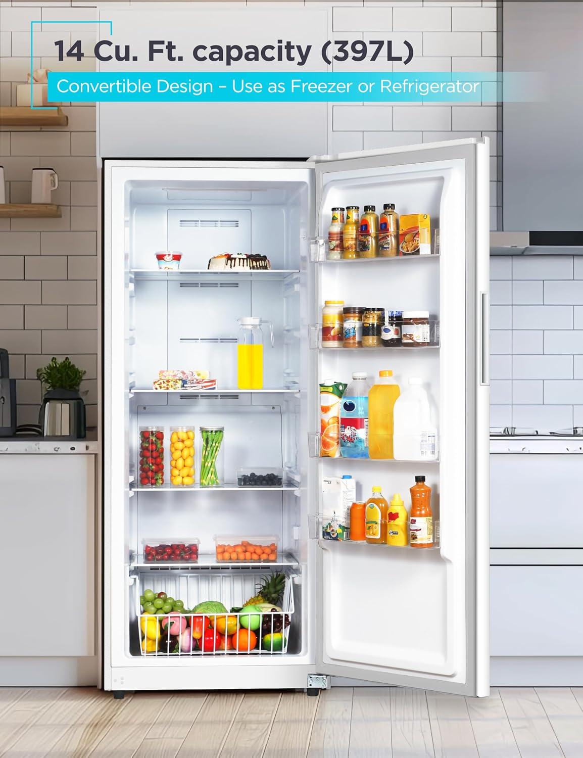 imageBLACKDECKER 14 Cu Ft Convertible Freezer Refrigerator Upright Freezer with Glass Shelves ENERGY STAR rated Frost Free BUC1400XB BlackWhite