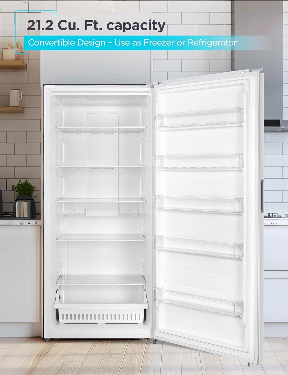 imageBLACKDECKER 14 Cu Ft Convertible Freezer Refrigerator Upright Freezer with Glass Shelves ENERGY STAR rated Frost Free BUC1400XB BlackWhite