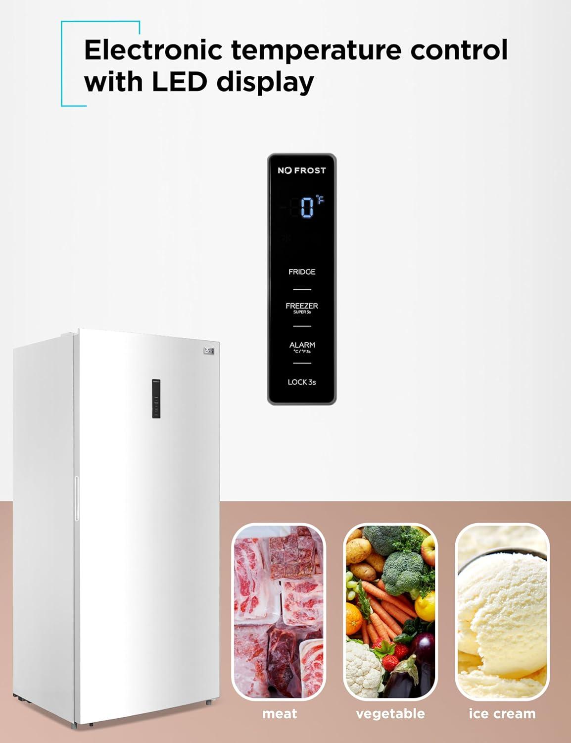 imageBLACKDECKER 14 Cu Ft Convertible Freezer Refrigerator Upright Freezer with Glass Shelves ENERGY STAR rated Frost Free BUC1400XB BlackWhite
