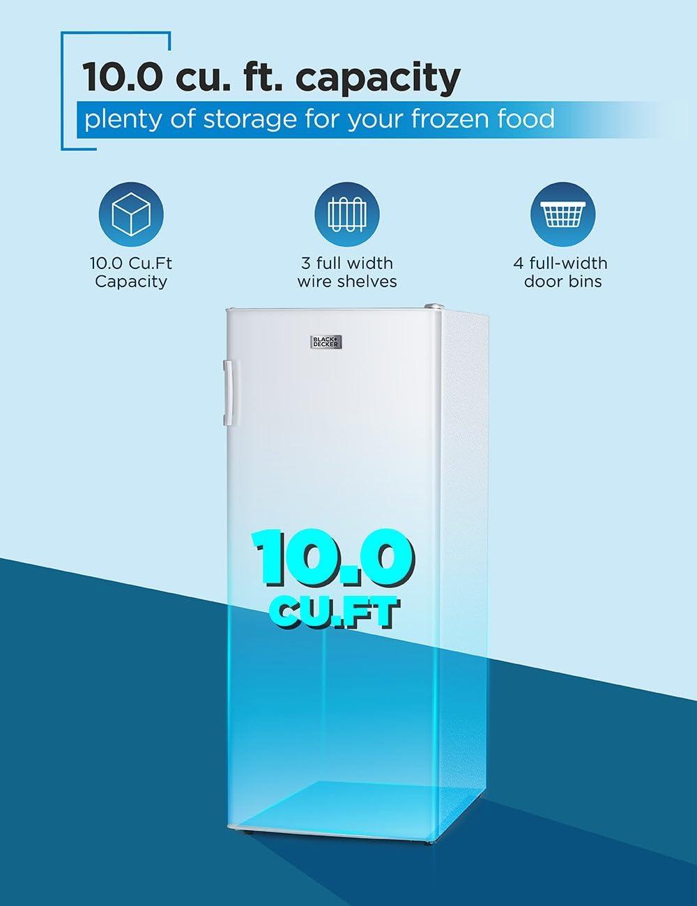 imageBLACKDECKER 14 Cu Ft Convertible Freezer Refrigerator Upright Freezer with Glass Shelves ENERGY STAR rated Frost Free BUC1400XB BlackWhite