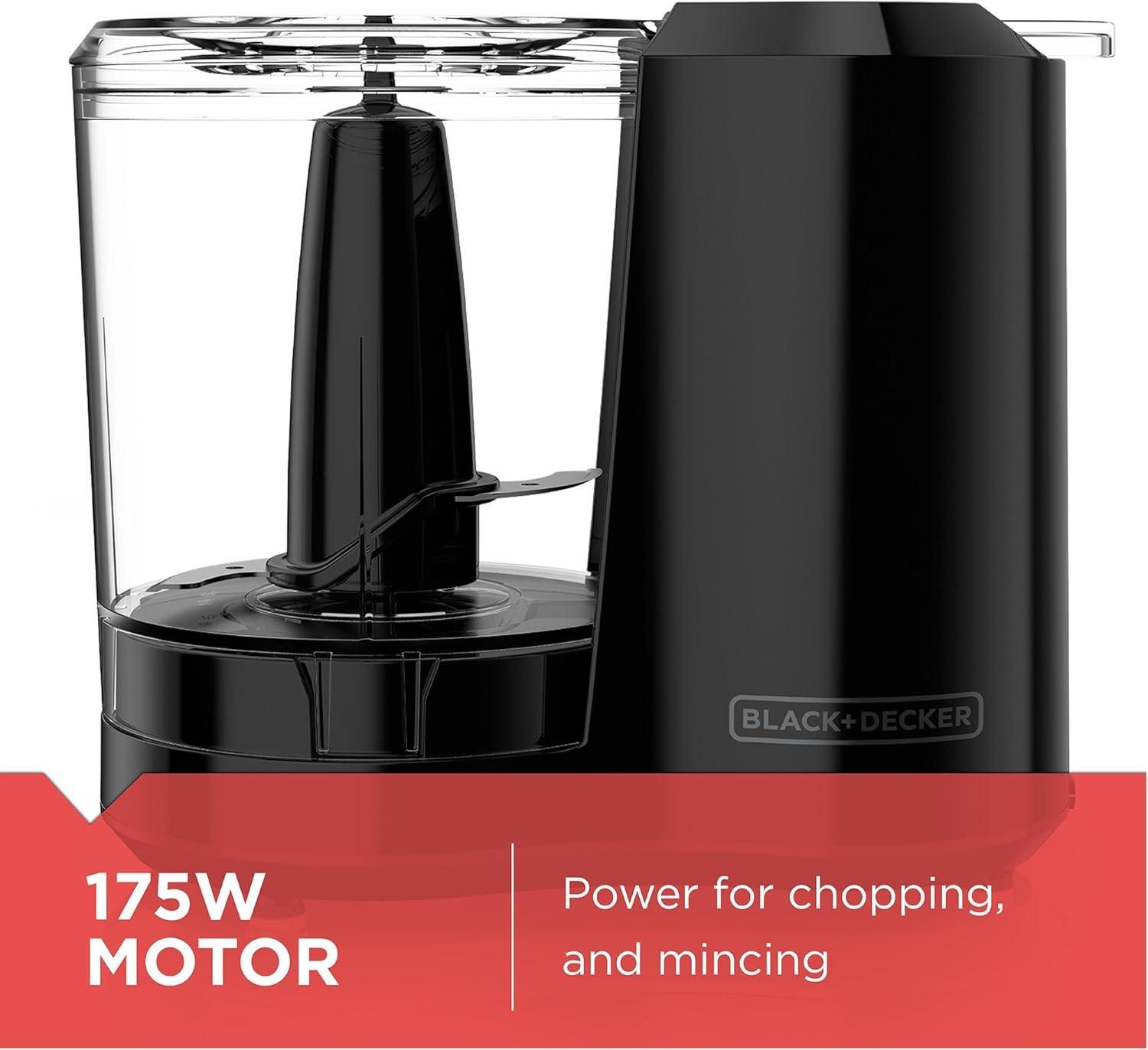 imageBLACKDECKER 15Cup Electric Food Chopper One Touch Pulse 150W Motor StaySharp Blade Dishwasher Safe3 cup capacity Pack of 2