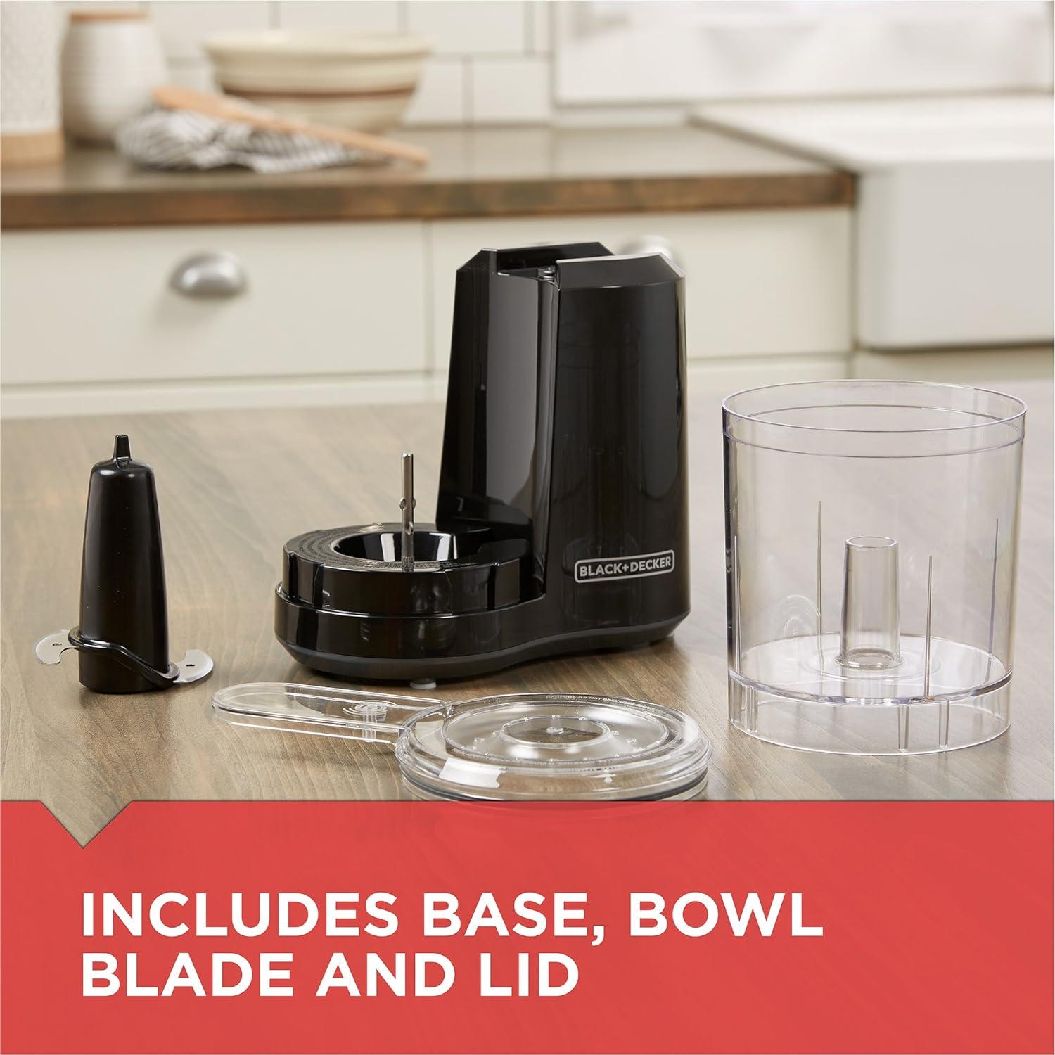 imageBLACKDECKER 15Cup Electric Food Chopper One Touch Pulse 150W Motor StaySharp Blade Dishwasher Safe3 cup capacity Pack of 2
