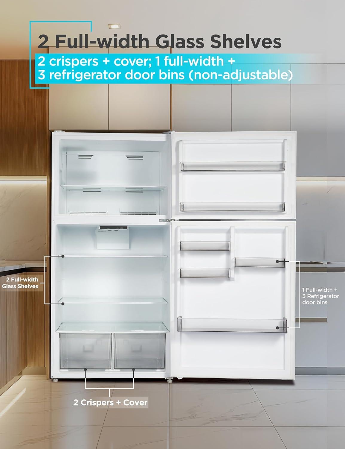 imageBLACKDECKER 201 Cu Ft Top Mount Refrigerator with Freezer 2 Door Refrigerator with Top Freezer and Adjustable Temperature Control Full Size Kitchen Refrigerator BR2010JB BlackWhite