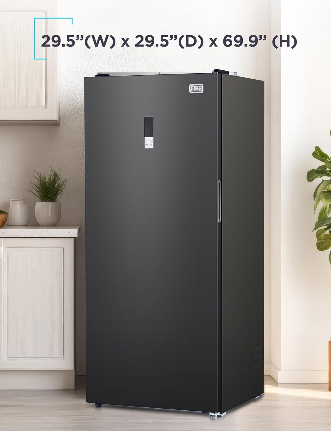 imageBLACKDECKER 201 Cu Ft Top Mount Refrigerator with Freezer 2 Door Refrigerator with Top Freezer and Adjustable Temperature Control Full Size Kitchen Refrigerator BR2010JB BlackBlack