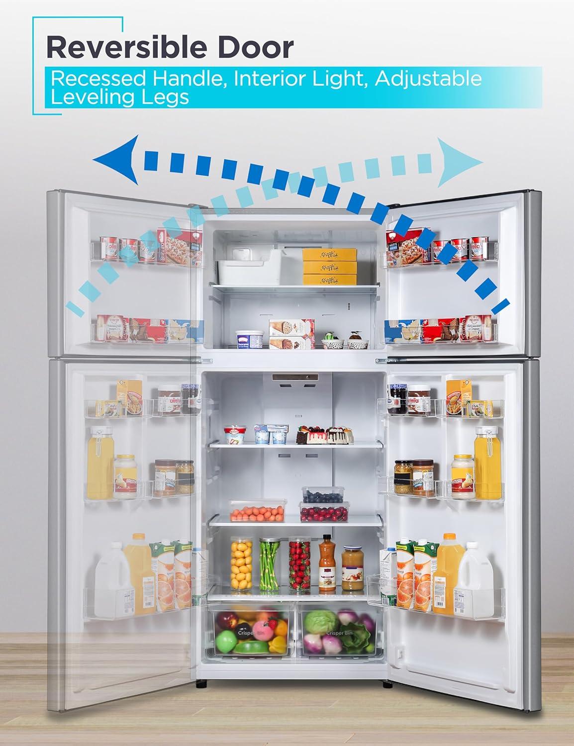 imageBLACKDECKER 201 Cu Ft Top Mount Refrigerator with Freezer 2 Door Refrigerator with Top Freezer and Adjustable Temperature Control Full Size Kitchen Refrigerator BR2010JB BlackStainless Steel Look