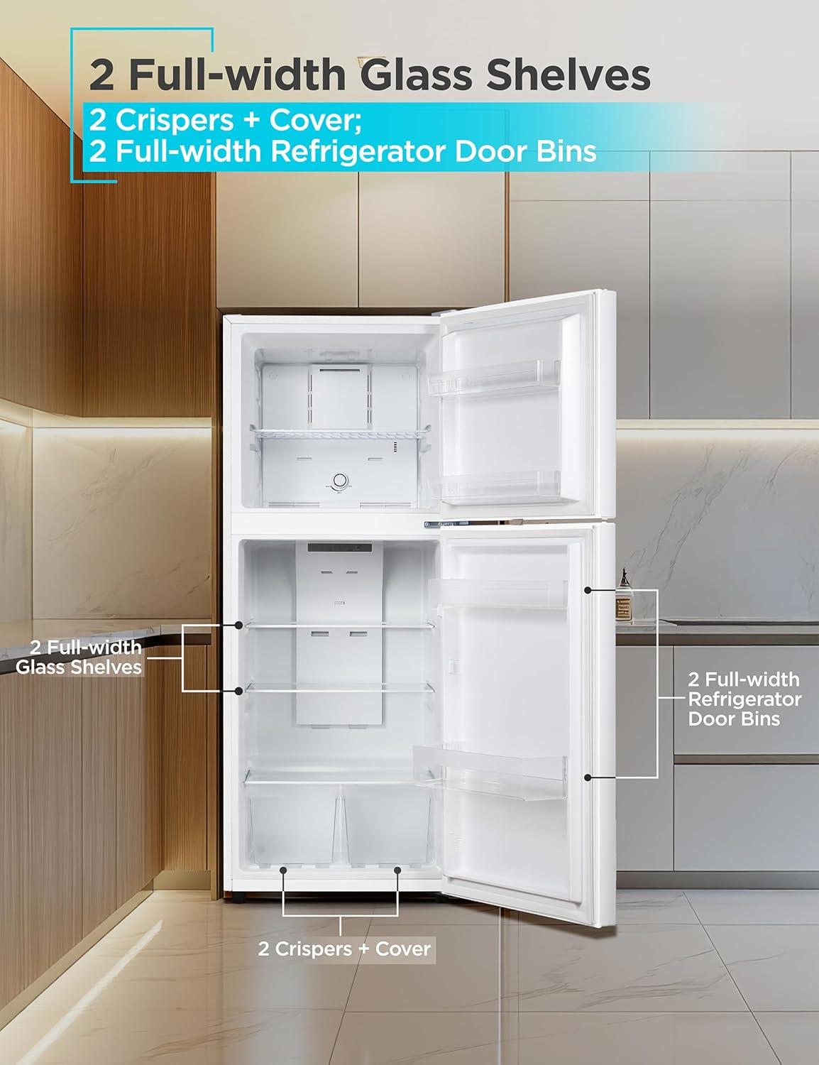 imageBLACKDECKER 201 Cu Ft Top Mount Refrigerator with Freezer 2 Door Refrigerator with Top Freezer and Adjustable Temperature Control Full Size Kitchen Refrigerator BR2010JB BlackWhite