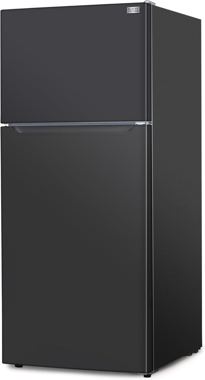 imageBLACKDECKER 201 Cu Ft Top Mount Refrigerator with Freezer 2 Door Refrigerator with Top Freezer and Adjustable Temperature Control Full Size Kitchen Refrigerator BR2010JB BlackBlack