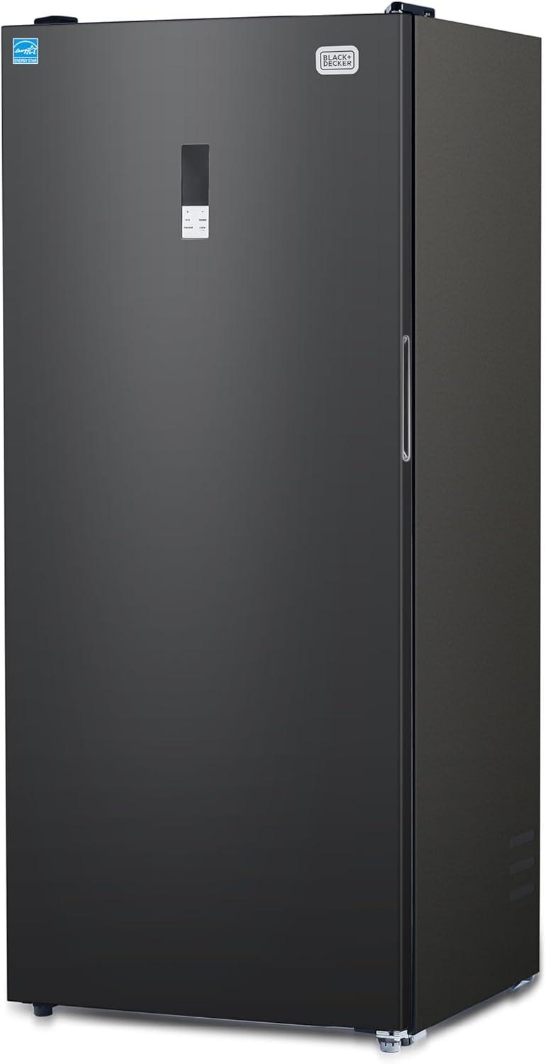 imageBLACKDECKER 201 Cu Ft Top Mount Refrigerator with Freezer 2 Door Refrigerator with Top Freezer and Adjustable Temperature Control Full Size Kitchen Refrigerator BR2010JB BlackBlack