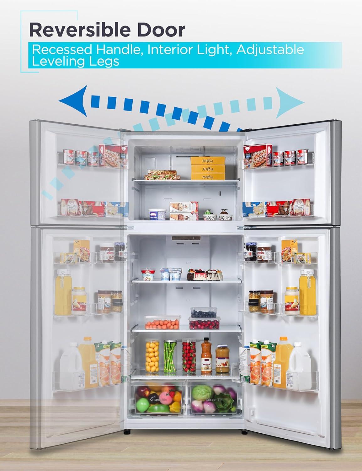 imageBLACKDECKER 201 Cu Ft Top Mount Refrigerator with Freezer 2 Door Refrigerator with Top Freezer and Adjustable Temperature Control Full Size Kitchen Refrigerator BR2010JB BlackStainless Steel Look
