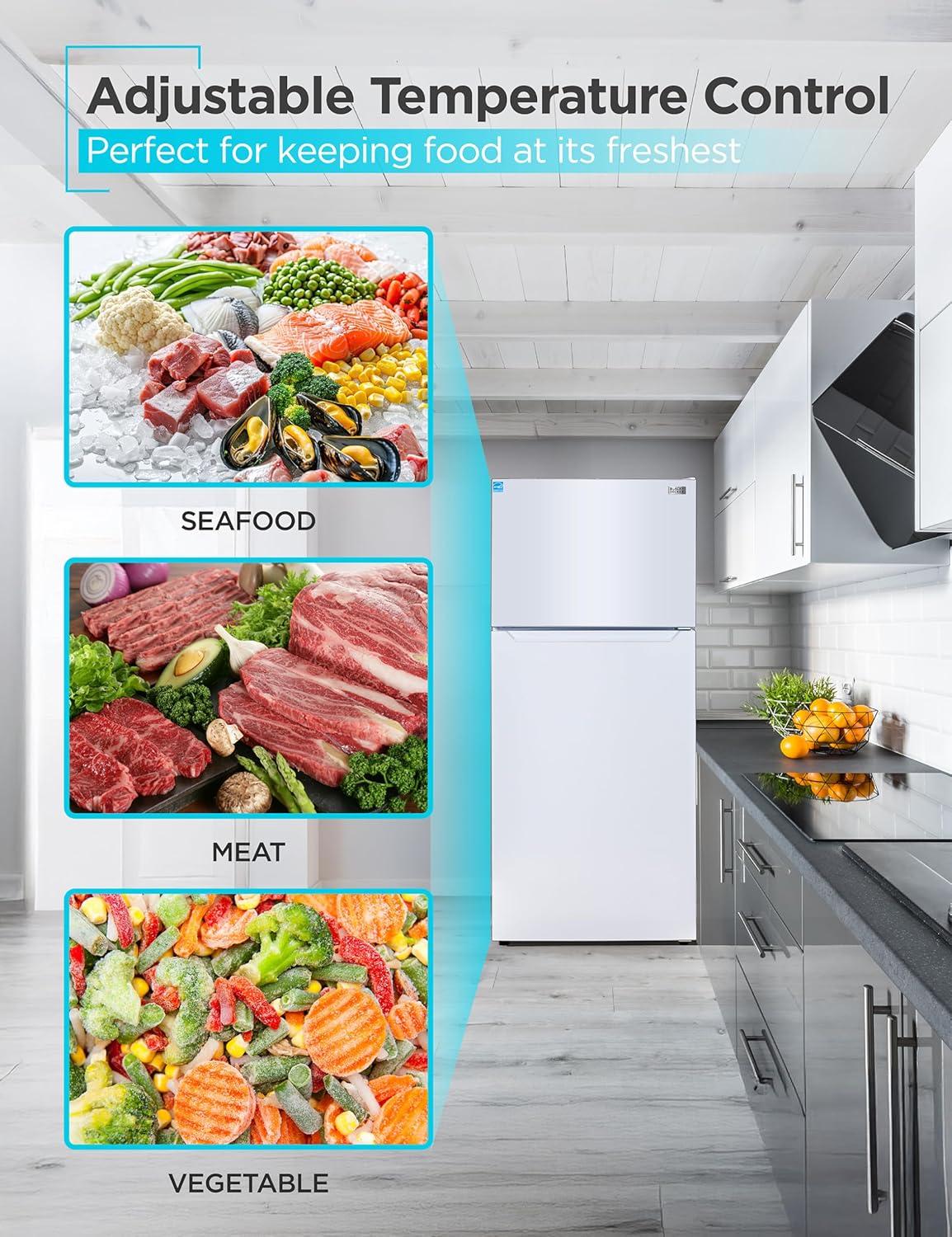imageBLACKDECKER 201 Cu Ft Top Mount Refrigerator with Freezer 2 Door Refrigerator with Top Freezer and Adjustable Temperature Control Full Size Kitchen Refrigerator BR2010JB BlackWhite