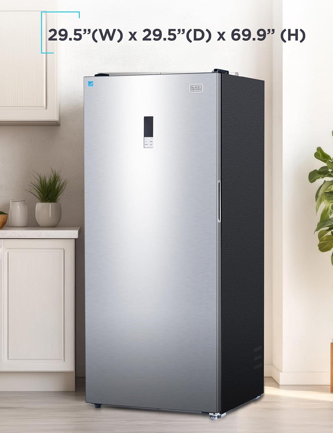 imageBLACKDECKER 201 Cu Ft Top Mount Refrigerator with Freezer 2 Door Refrigerator with Top Freezer and Adjustable Temperature Control Full Size Kitchen Refrigerator BR2010JB BlackStainless Steel Look