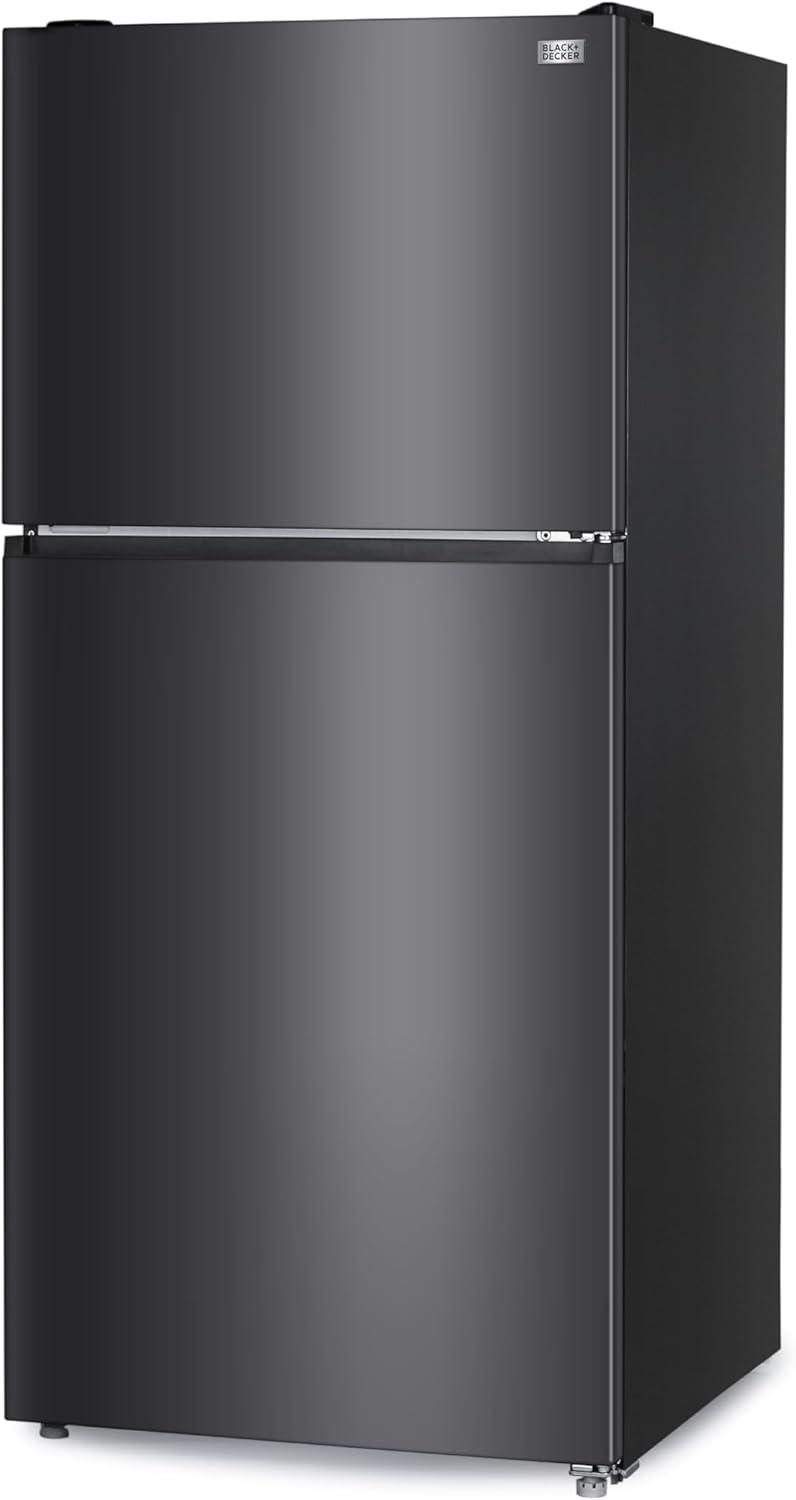 imageBLACKDECKER 201 Cu Ft Top Mount Refrigerator with Freezer 2 Door Refrigerator with Top Freezer and Adjustable Temperature Control Full Size Kitchen Refrigerator BR2010JB BlackBlack