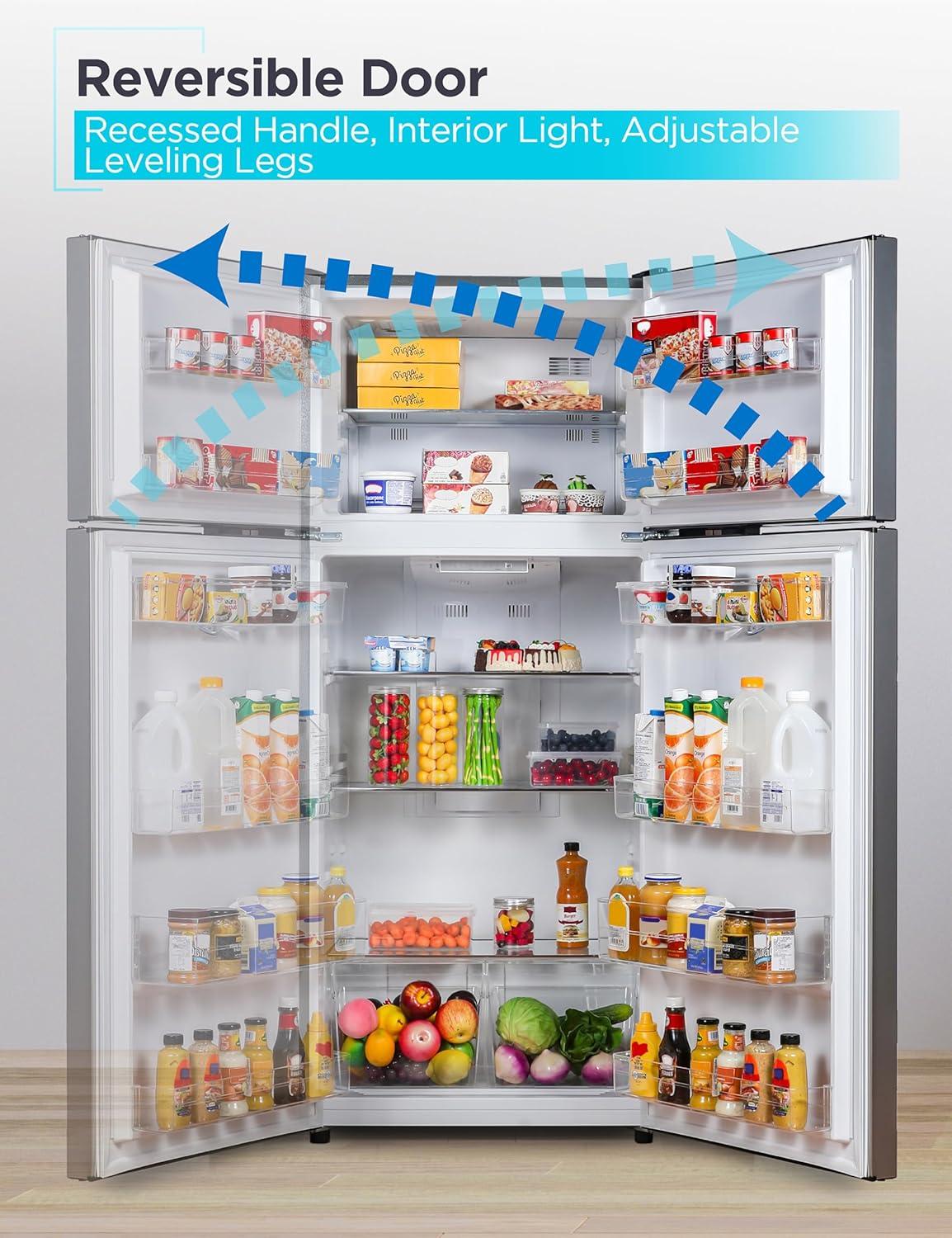 imageBLACKDECKER 201 Cu Ft Top Mount Refrigerator with Freezer 2 Door Refrigerator with Top Freezer and Adjustable Temperature Control Full Size Kitchen Refrigerator BR2010JB BlackStainless Steel Look