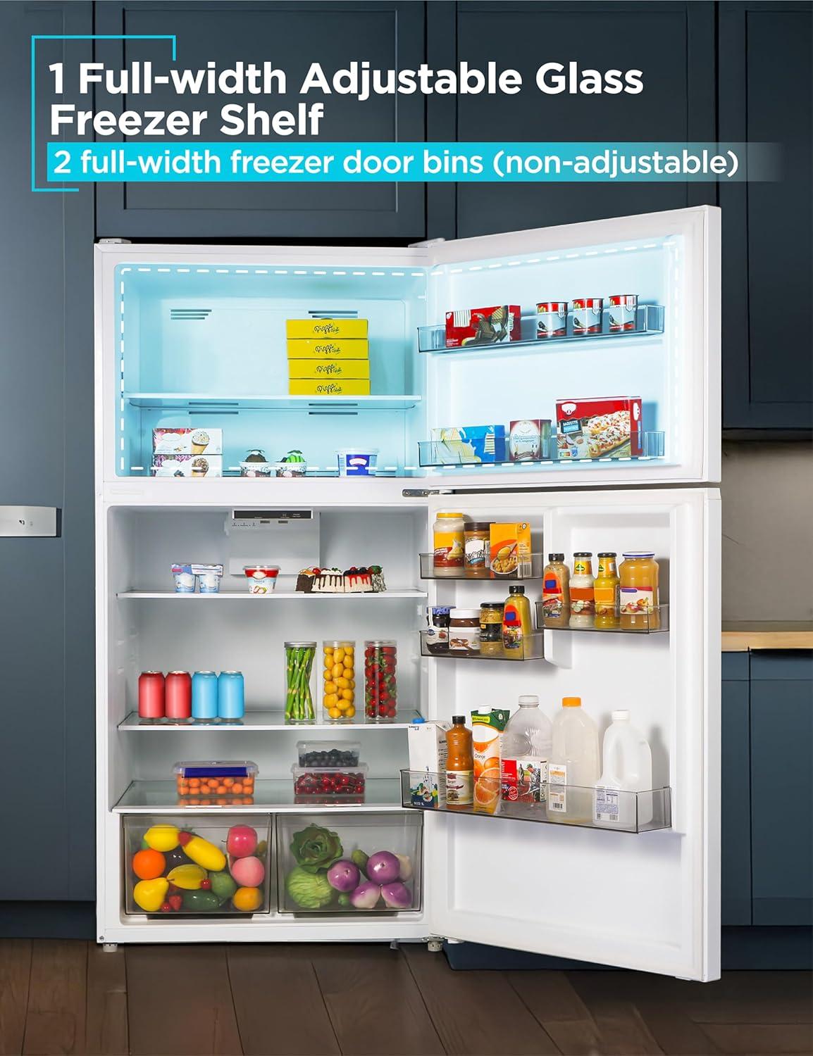 imageBLACKDECKER 201 Cu Ft Top Mount Refrigerator with Freezer 2 Door Refrigerator with Top Freezer and Adjustable Temperature Control Full Size Kitchen Refrigerator BR2010JB BlackWhite