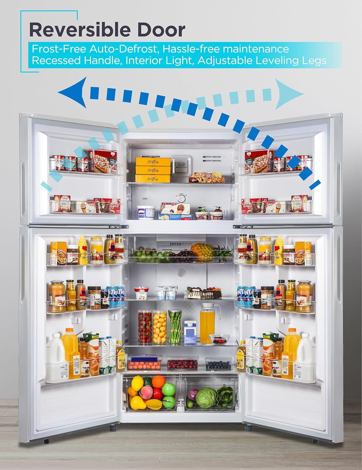 imageBLACKDECKER 201 Cu Ft Top Mount Refrigerator with Freezer 2 Door Refrigerator with Top Freezer and Adjustable Temperature Control Full Size Kitchen Refrigerator BR2010JB BlackWhite