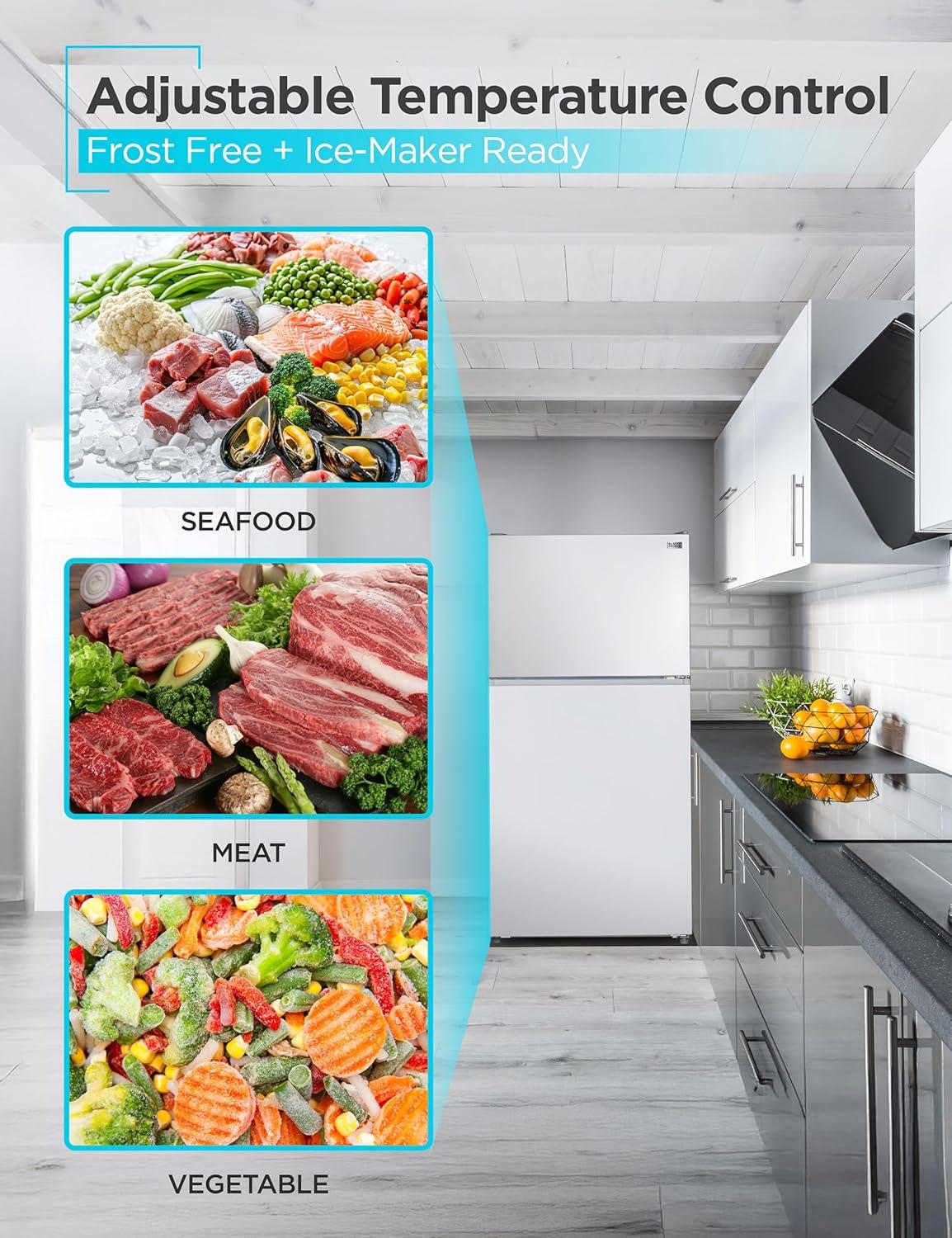 imageBLACKDECKER 201 Cu Ft Top Mount Refrigerator with Freezer 2 Door Refrigerator with Top Freezer and Adjustable Temperature Control Full Size Kitchen Refrigerator BR2010JB BlackWhite
