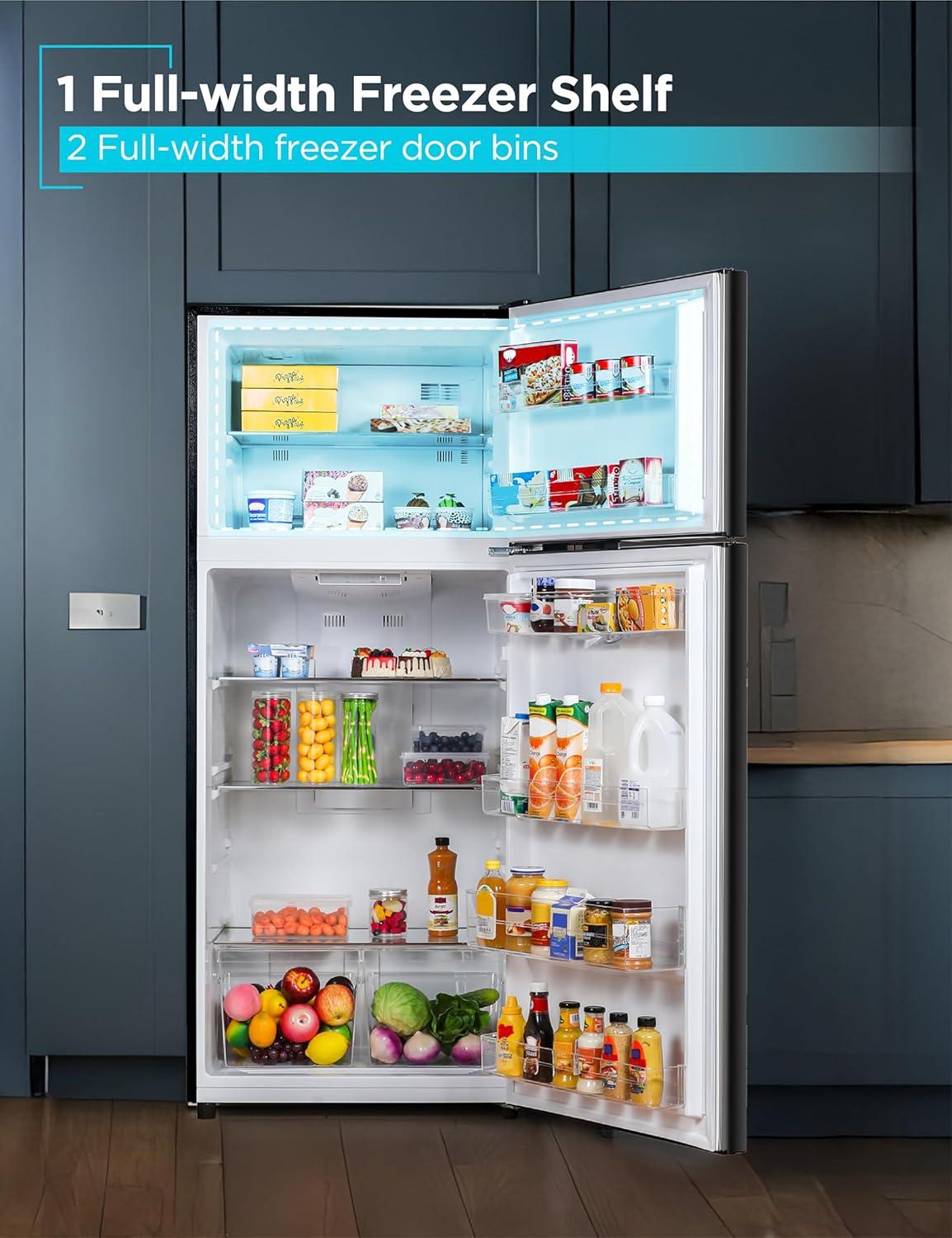 imageBLACKDECKER 201 Cu Ft Top Mount Refrigerator with Freezer 2 Door Refrigerator with Top Freezer and Adjustable Temperature Control Full Size Kitchen Refrigerator BR2010JB BlackBlack