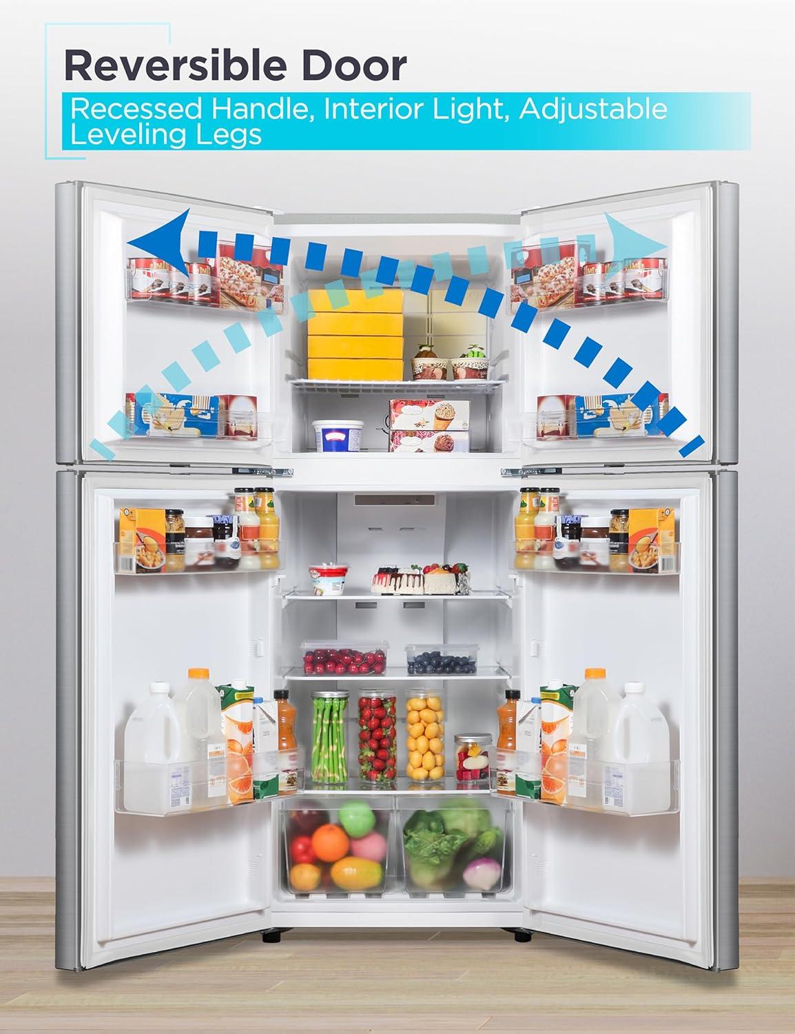 imageBLACKDECKER 201 Cu Ft Top Mount Refrigerator with Freezer 2 Door Refrigerator with Top Freezer and Adjustable Temperature Control Full Size Kitchen Refrigerator BR2010JB BlackStainless Steel Look
