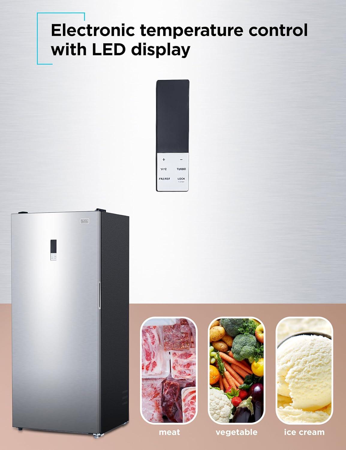 imageBLACKDECKER 201 Cu Ft Top Mount Refrigerator with Freezer 2 Door Refrigerator with Top Freezer and Adjustable Temperature Control Full Size Kitchen Refrigerator BR2010JB BlackStainless Steel Look