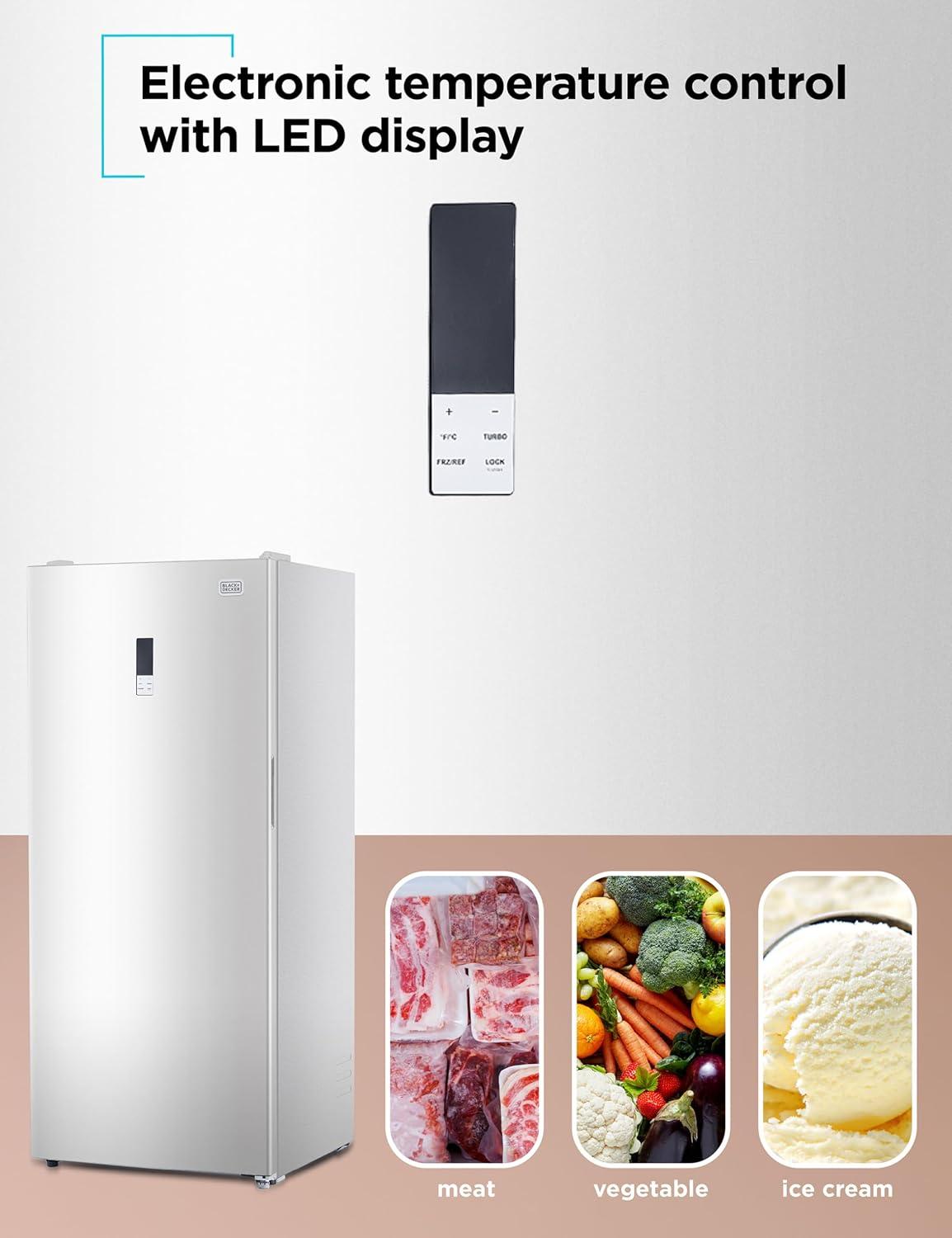 imageBLACKDECKER 201 Cu Ft Top Mount Refrigerator with Freezer 2 Door Refrigerator with Top Freezer and Adjustable Temperature Control Full Size Kitchen Refrigerator BR2010JB BlackWhite