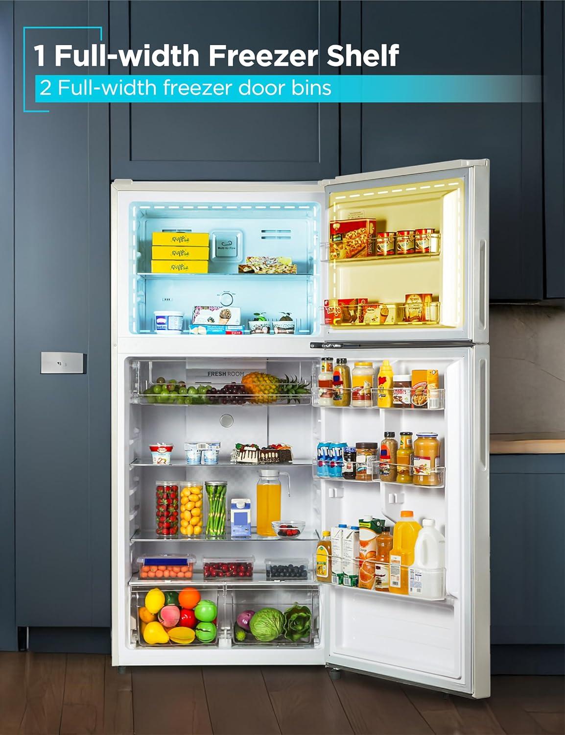 imageBLACKDECKER 201 Cu Ft Top Mount Refrigerator with Freezer 2 Door Refrigerator with Top Freezer and Adjustable Temperature Control Full Size Kitchen Refrigerator BR2010JB BlackWhite
