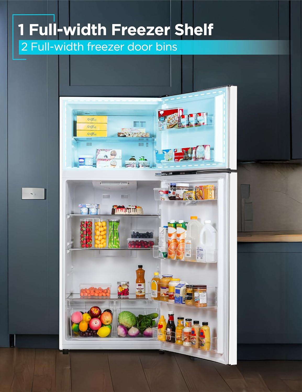 imageBLACKDECKER 201 Cu Ft Top Mount Refrigerator with Freezer 2 Door Refrigerator with Top Freezer and Adjustable Temperature Control Full Size Kitchen Refrigerator BR2010JB BlackWhite