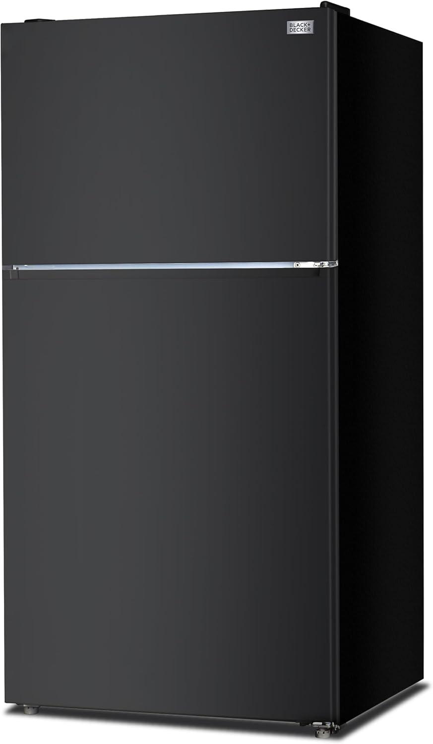 imageBLACKDECKER 201 Cu Ft Top Mount Refrigerator with Freezer 2 Door Refrigerator with Top Freezer and Adjustable Temperature Control Full Size Kitchen Refrigerator BR2010JB BlackBlack