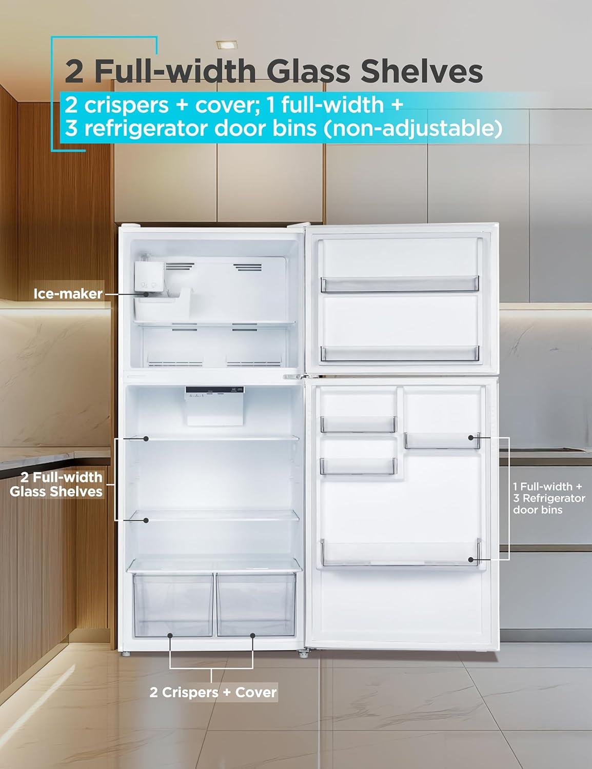 imageBLACKDECKER 201 Cu Ft Top Mount Refrigerator with Freezer 2 Door Refrigerator with Top Freezer and Adjustable Temperature Control Full Size Kitchen Refrigerator BR2010JB BlackWhite