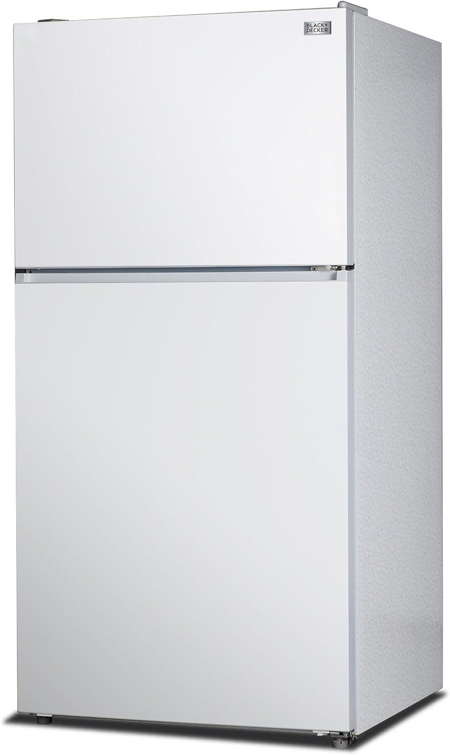 imageBLACKDECKER 201 Cu Ft Top Mount Refrigerator with Freezer 2 Door Refrigerator with Top Freezer and Adjustable Temperature Control Full Size Kitchen Refrigerator BR2010JB BlackWhite