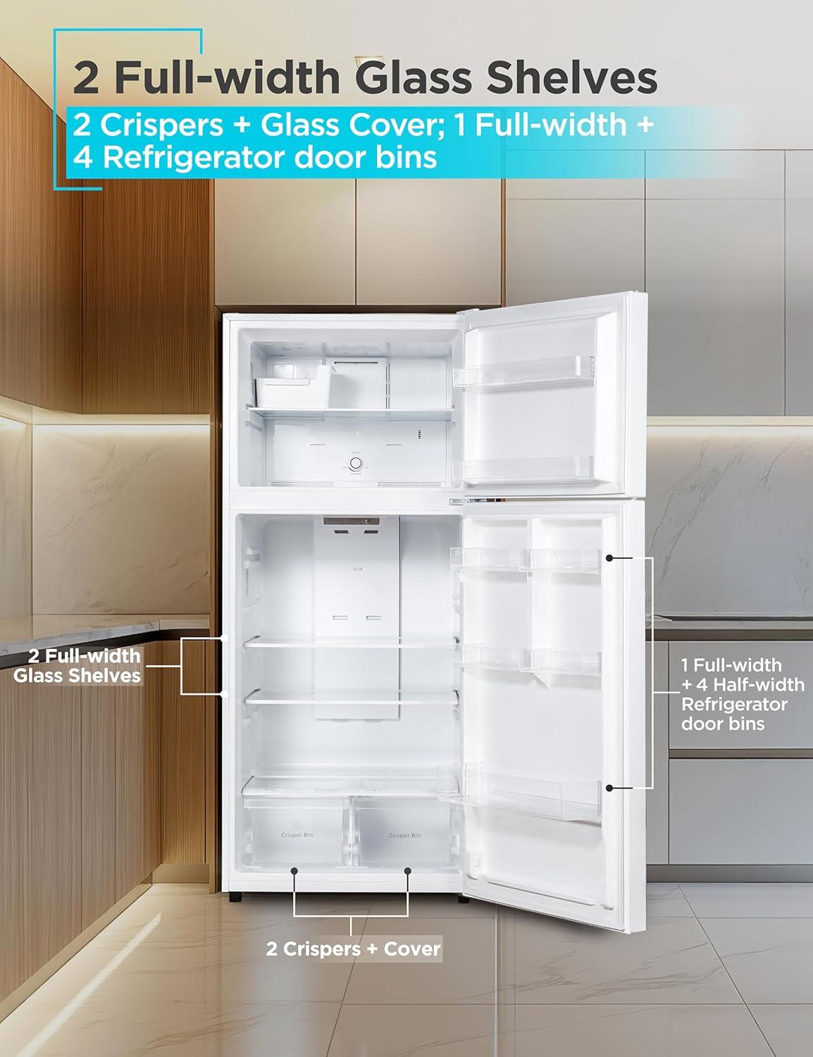 imageBLACKDECKER 201 Cu Ft Top Mount Refrigerator with Freezer 2 Door Refrigerator with Top Freezer and Adjustable Temperature Control Full Size Kitchen Refrigerator BR2010JB BlackWhite