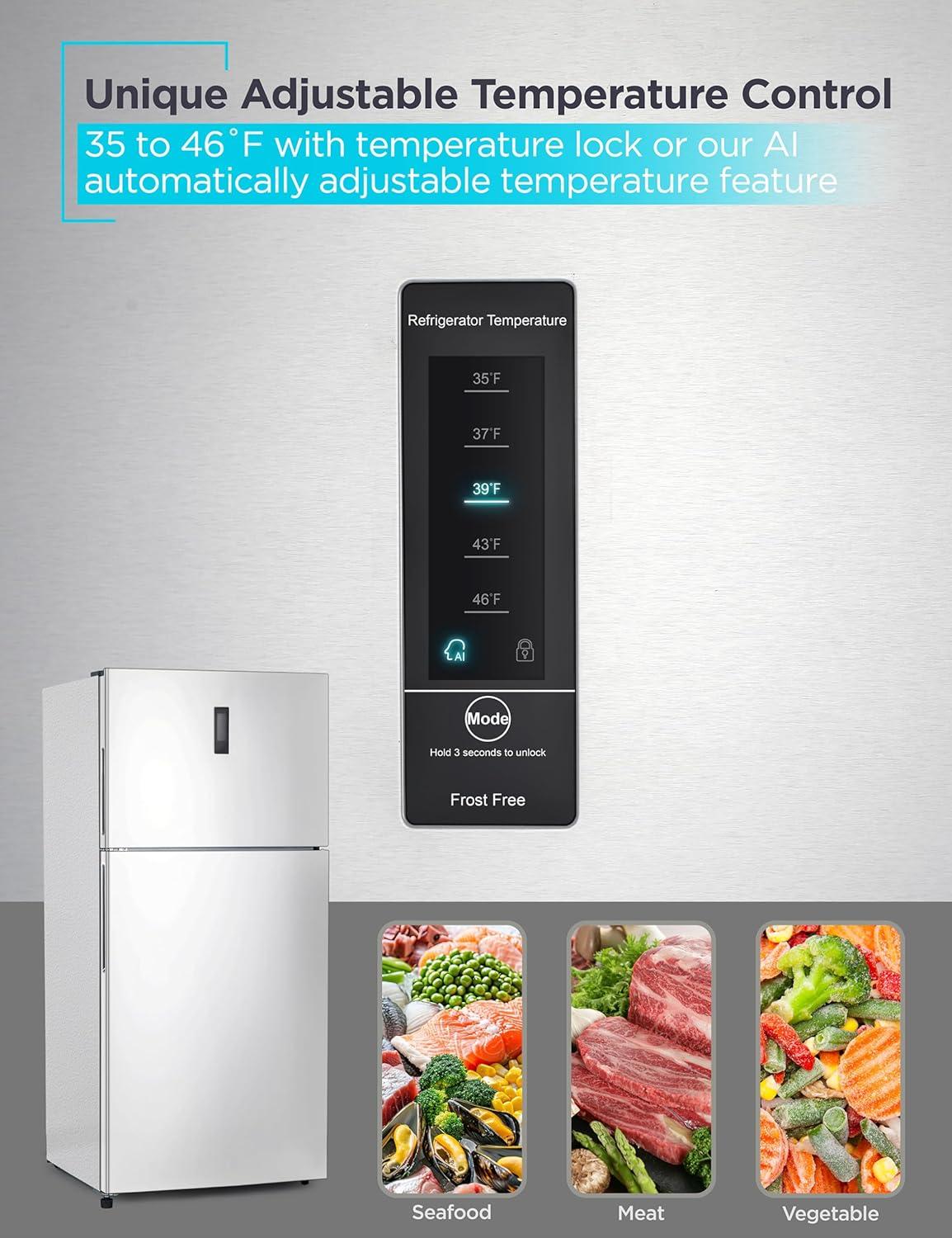 imageBLACKDECKER 201 Cu Ft Top Mount Refrigerator with Freezer 2 Door Refrigerator with Top Freezer and Adjustable Temperature Control Full Size Kitchen Refrigerator BR2010JB BlackWhite