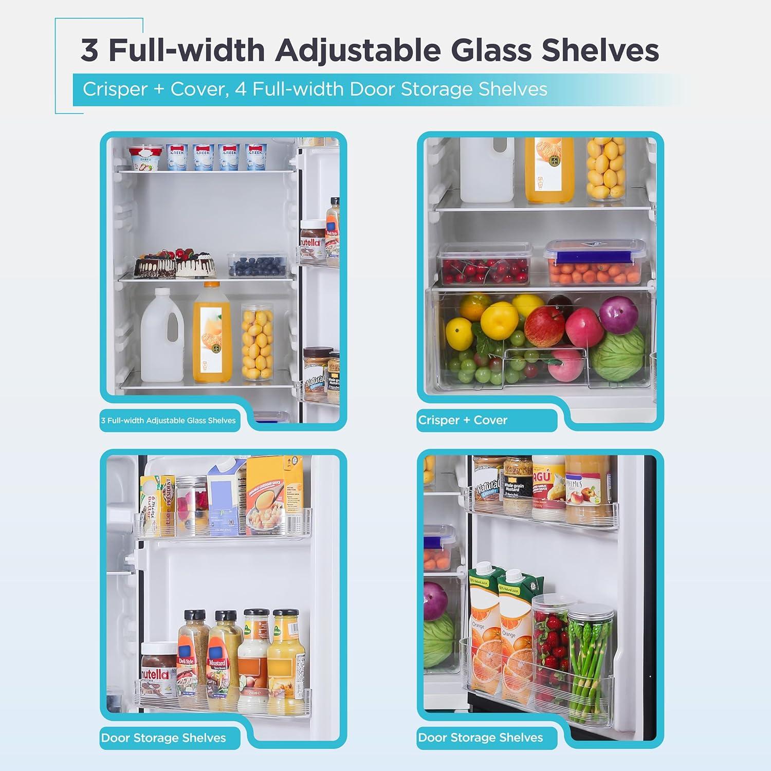 imageBLACKDECKER 201 Cu Ft Top Mount Refrigerator with Freezer 2 Door Refrigerator with Top Freezer and Adjustable Temperature Control Full Size Kitchen Refrigerator BR2010JB BlackStainless Steel Look