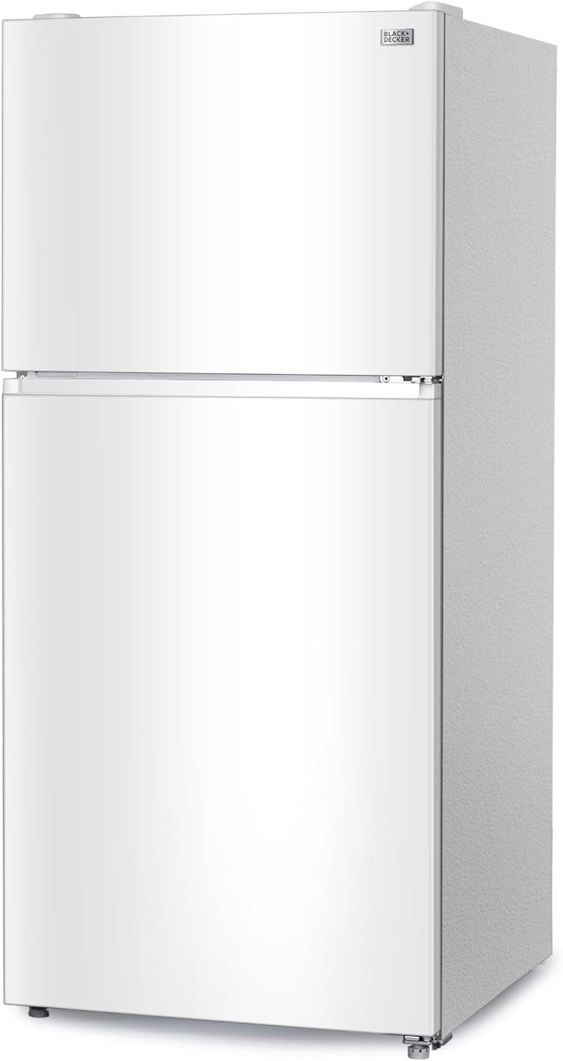 imageBLACKDECKER 201 Cu Ft Top Mount Refrigerator with Freezer 2 Door Refrigerator with Top Freezer and Adjustable Temperature Control Full Size Kitchen Refrigerator BR2010JB BlackWhite
