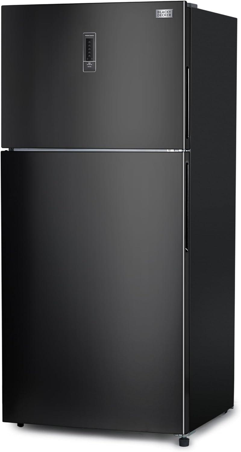 imageBLACKDECKER 201 Cu Ft Top Mount Refrigerator with Freezer 2 Door Refrigerator with Top Freezer and Adjustable Temperature Control Full Size Kitchen Refrigerator BR2010JB BlackBlack
