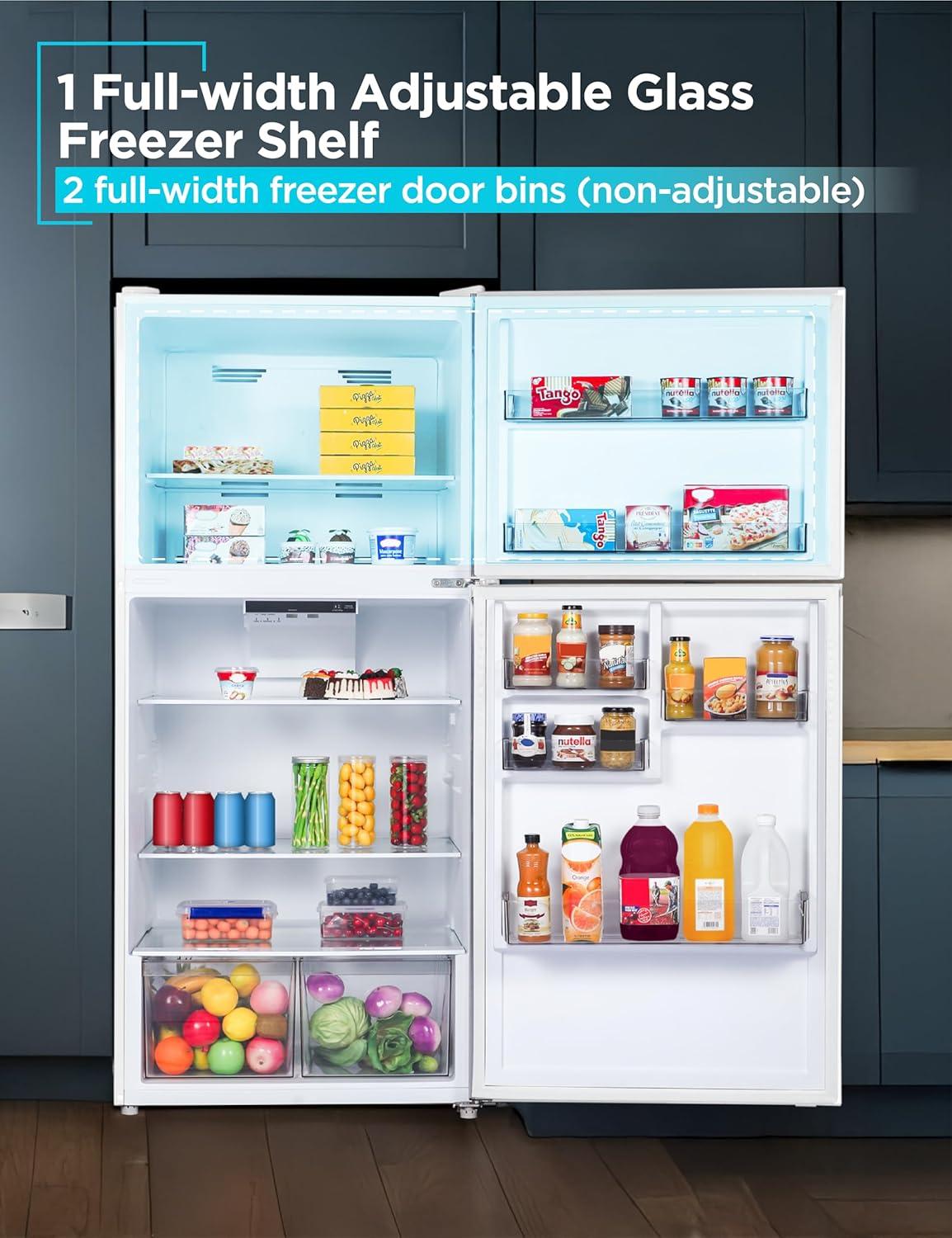 imageBLACKDECKER 201 Cu Ft Top Mount Refrigerator with Freezer 2 Door Refrigerator with Top Freezer and Adjustable Temperature Control Full Size Kitchen Refrigerator BR2010JB BlackWhite