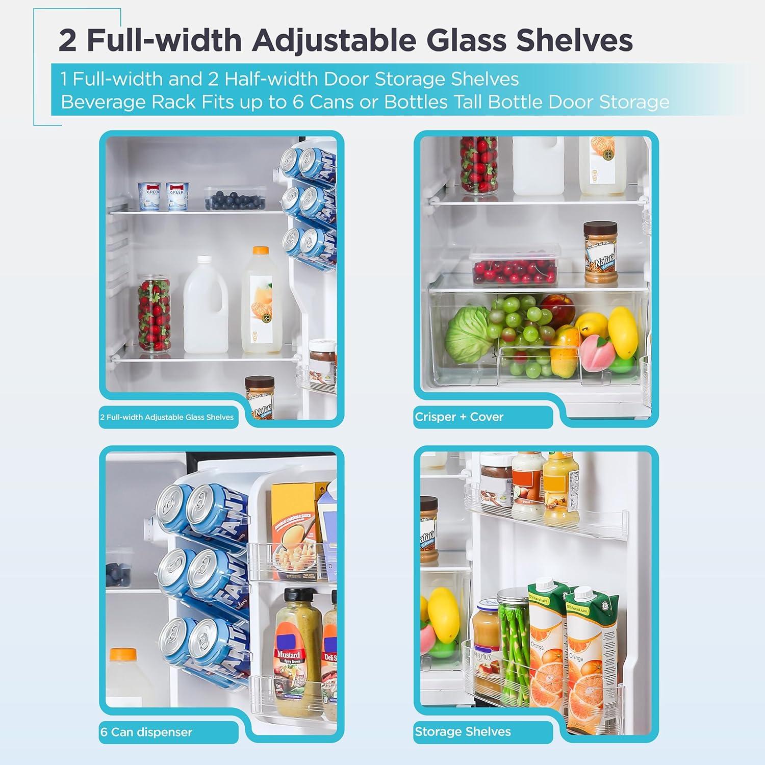 imageBLACKDECKER 201 Cu Ft Top Mount Refrigerator with Freezer 2 Door Refrigerator with Top Freezer and Adjustable Temperature Control Full Size Kitchen Refrigerator BR2010JB BlackBlack