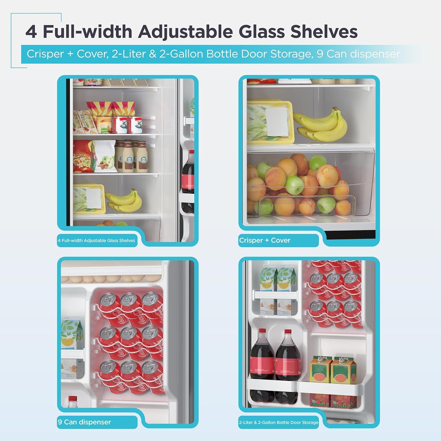 imageBLACKDECKER 201 Cu Ft Top Mount Refrigerator with Freezer 2 Door Refrigerator with Top Freezer and Adjustable Temperature Control Full Size Kitchen Refrigerator BR2010JB BlackStainless Steel Look