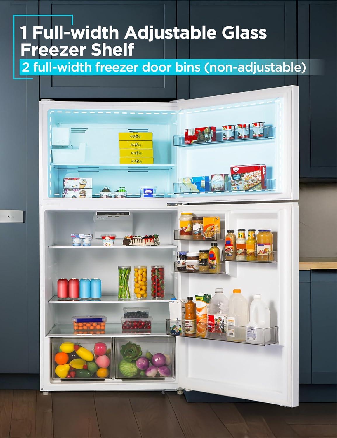imageBLACKDECKER 201 Cu Ft Top Mount Refrigerator with Freezer 2 Door Refrigerator with Top Freezer and Adjustable Temperature Control Full Size Kitchen Refrigerator BR2010JB BlackWhite