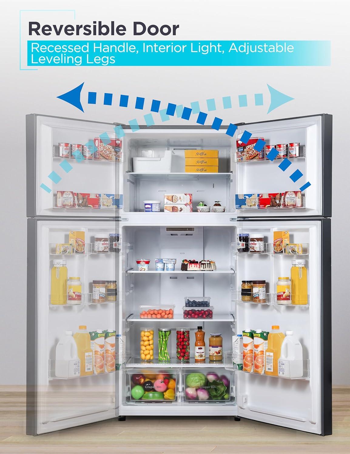 imageBLACKDECKER 201 Cu Ft Top Mount Refrigerator with Freezer 2 Door Refrigerator with Top Freezer and Adjustable Temperature Control Full Size Kitchen Refrigerator BR2010JB BlackBlack