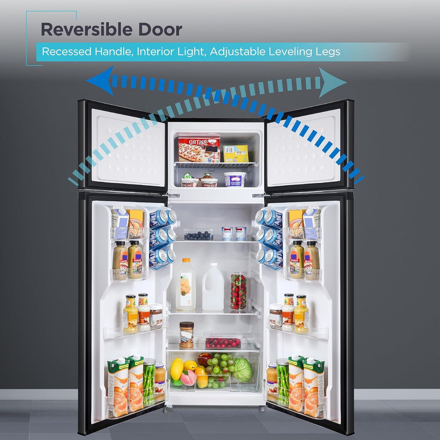 imageBLACKDECKER 201 Cu Ft Top Mount Refrigerator with Freezer 2 Door Refrigerator with Top Freezer and Adjustable Temperature Control Full Size Kitchen Refrigerator BR2010JB BlackBlack