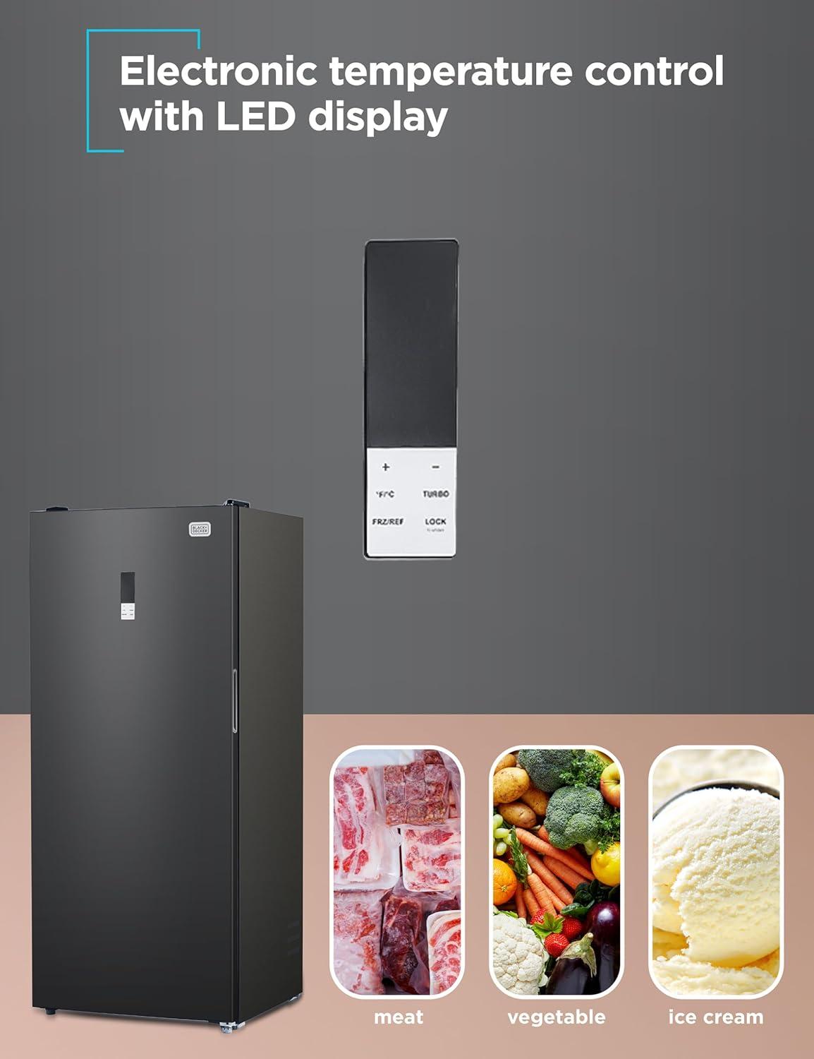 imageBLACKDECKER 201 Cu Ft Top Mount Refrigerator with Freezer 2 Door Refrigerator with Top Freezer and Adjustable Temperature Control Full Size Kitchen Refrigerator BR2010JB BlackBlack