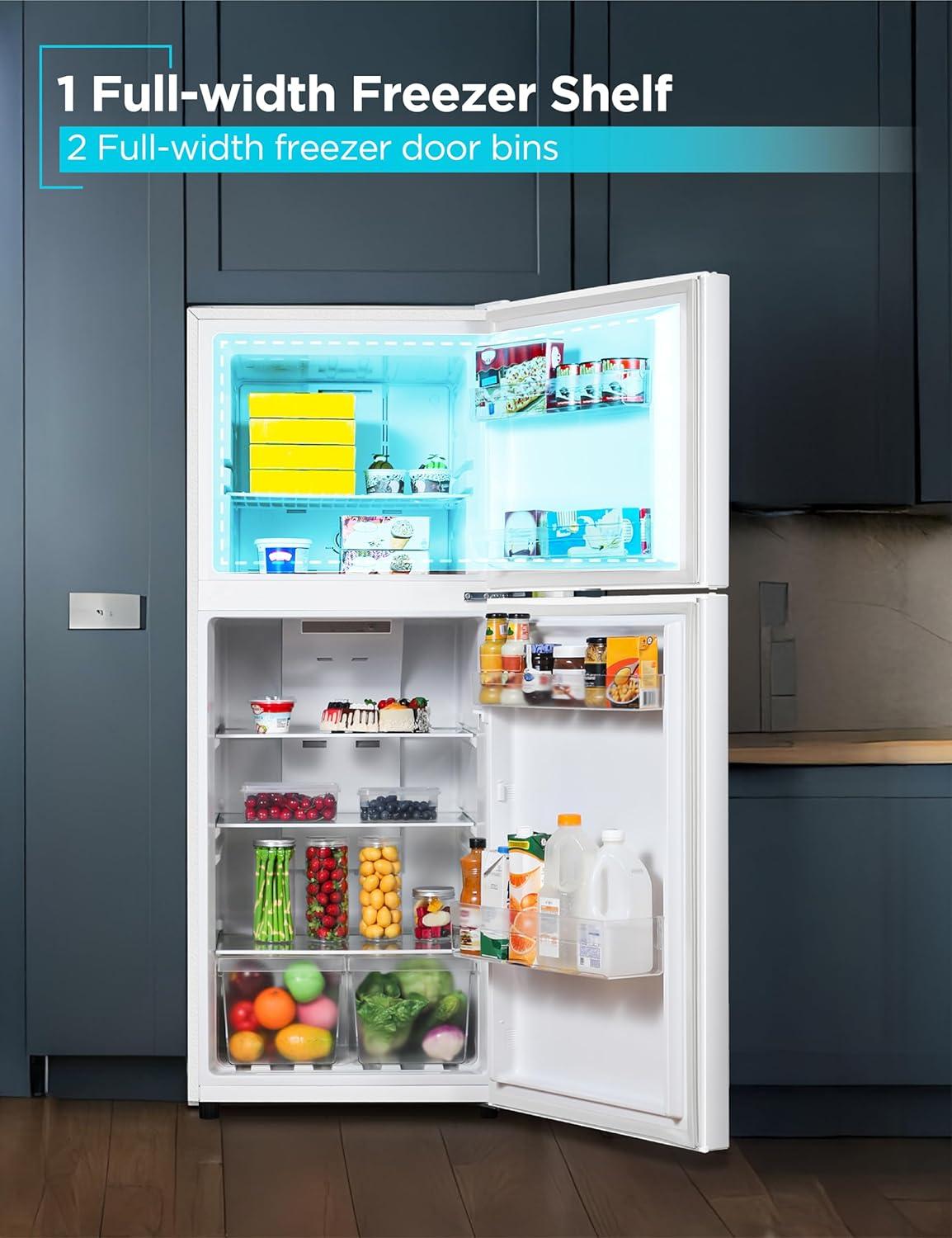 imageBLACKDECKER 201 Cu Ft Top Mount Refrigerator with Freezer 2 Door Refrigerator with Top Freezer and Adjustable Temperature Control Full Size Kitchen Refrigerator BR2010JB BlackWhite